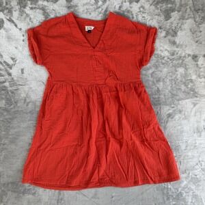Universal Thread Coral Double Gauze Babydoll Mini Dress Boho Cottagecore Sz M